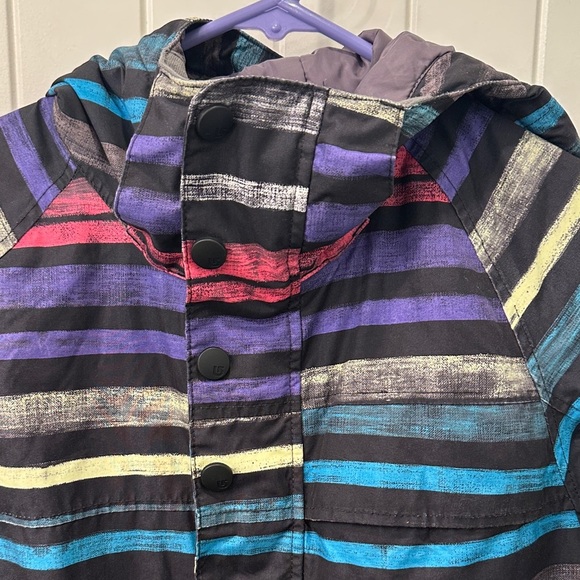 Burton Striped Multicolor Hooded Ski Snowboard Jacket small - Picture 3 of 5